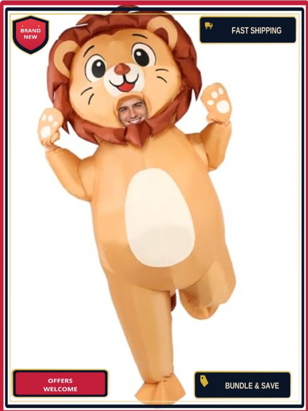 Inflatable Lion Costume Adult Funny Blow Up Halloween Cosplay Outfit
